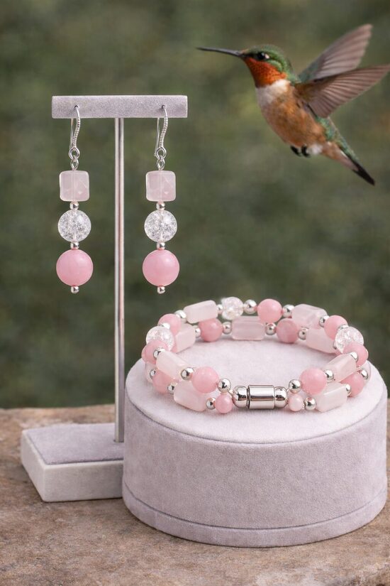 Dabīgo pērļu rotu komplekts "Japāņu dārza rota"